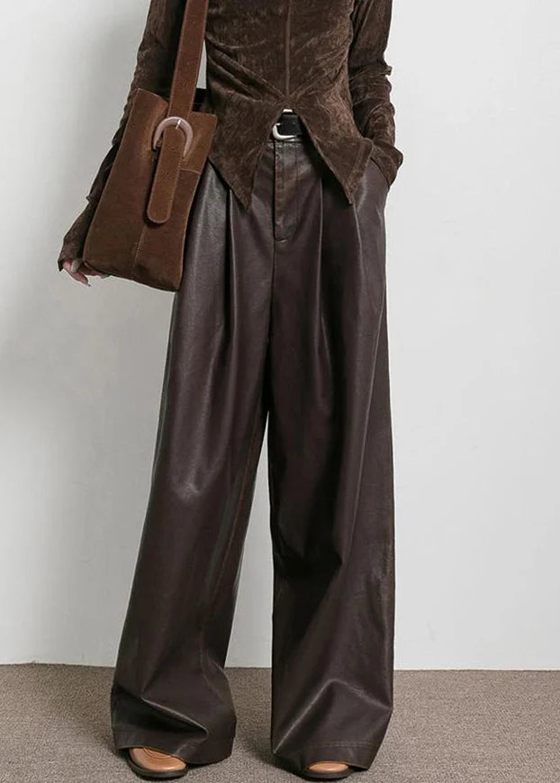 High Waist Faux Leather Pocket Pants