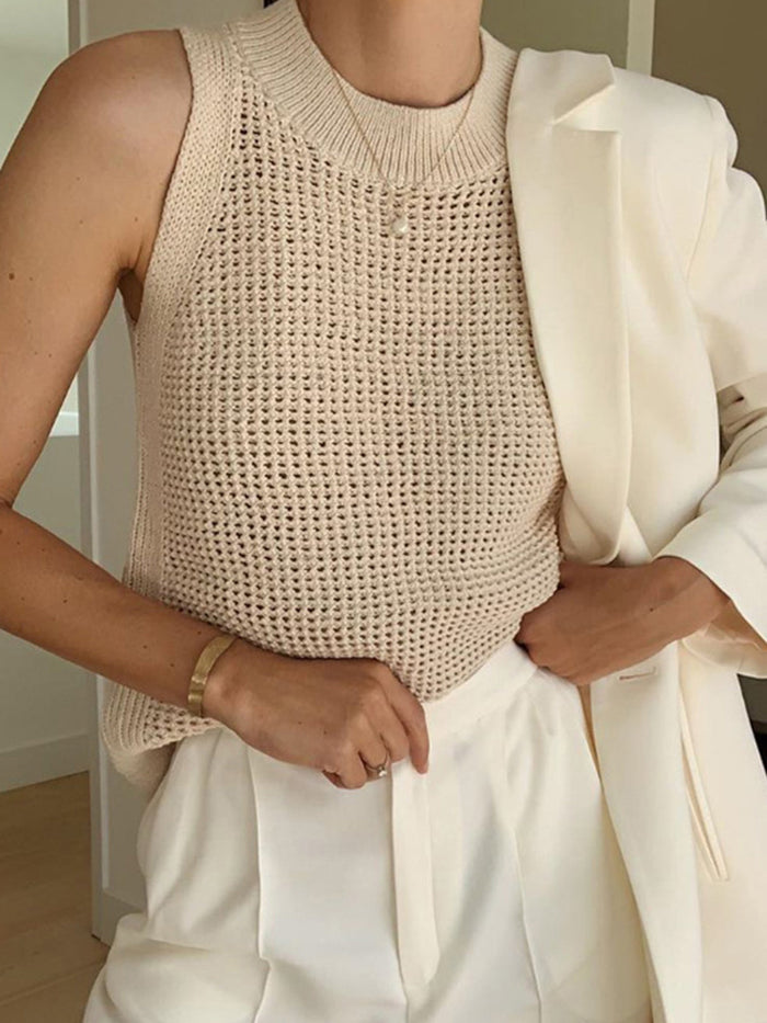 Hollow Knit Sleeveless Tank Top