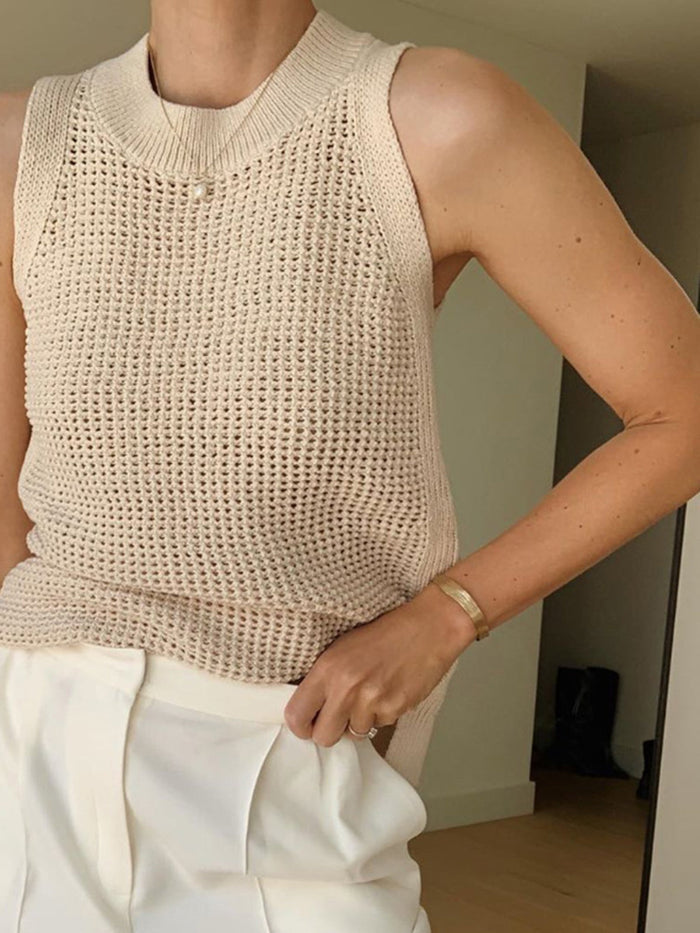 Hollow Knit Sleeveless Tank Top
