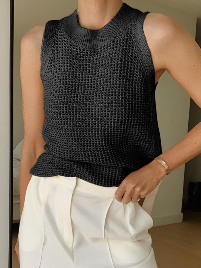 Hollow Knit Sleeveless Tank Top