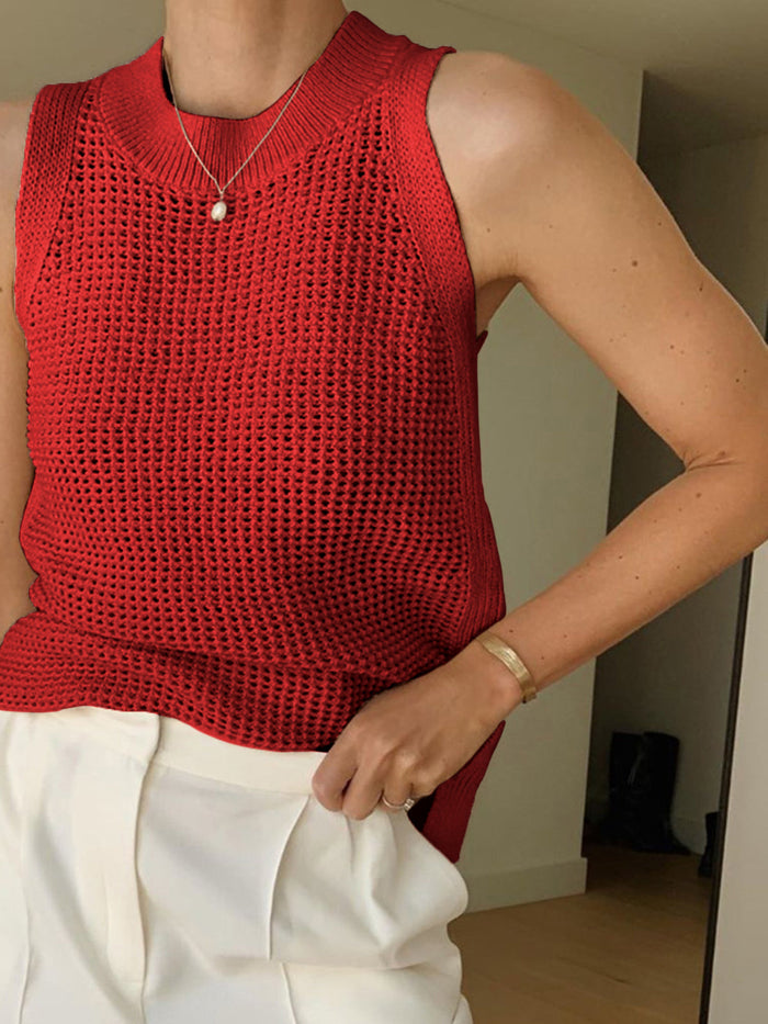 Hollow Knit Sleeveless Tank Top