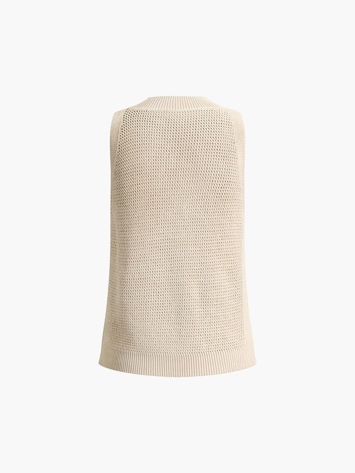 Hollow Knit Sleeveless Tank Top