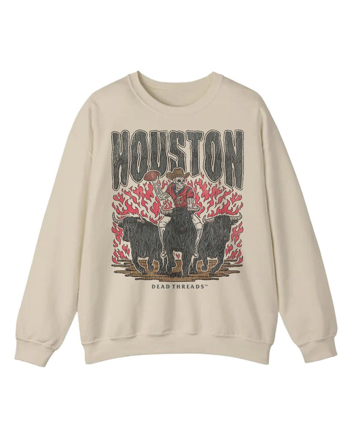 HOUSTON FOOTBALL CREWNECK SWEATSHIRT – Sweatshirt – Dead Threads Apparel