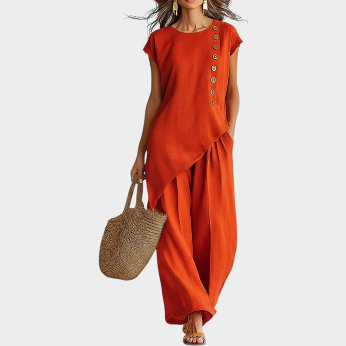 Isabella | Asymmetrical Button Two-Piece Set