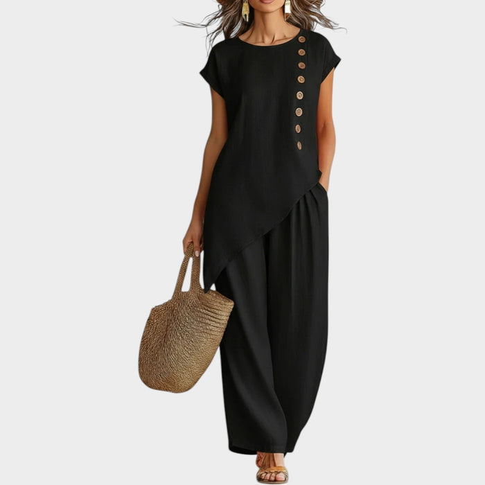 Isabella | Asymmetrical Button Two-Piece Set