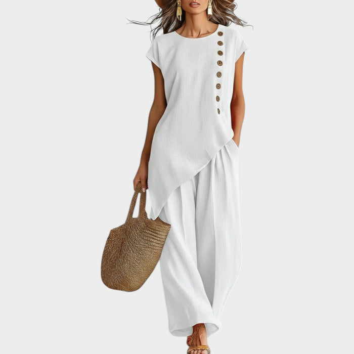 Isabella | Asymmetrical Button Two-Piece Set