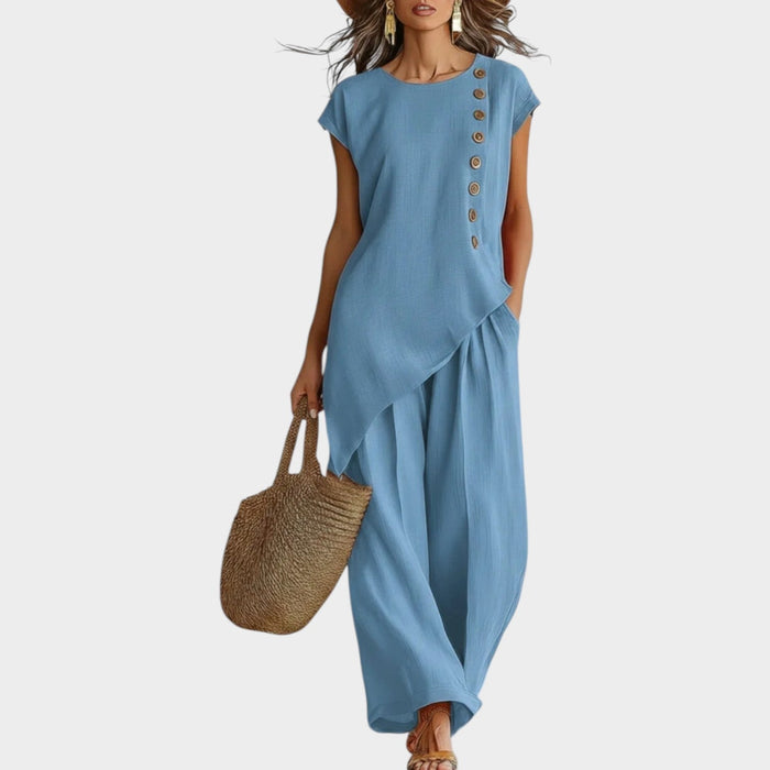 Isabella | Asymmetrical Button Two-Piece Set