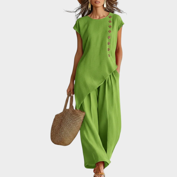 Isabella | Asymmetrical Button Two-Piece Set