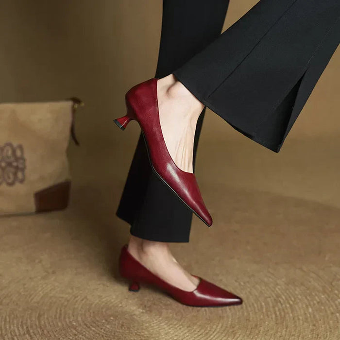 LEONIE – CLASSIC POINTED TOE LEATHER HEELS