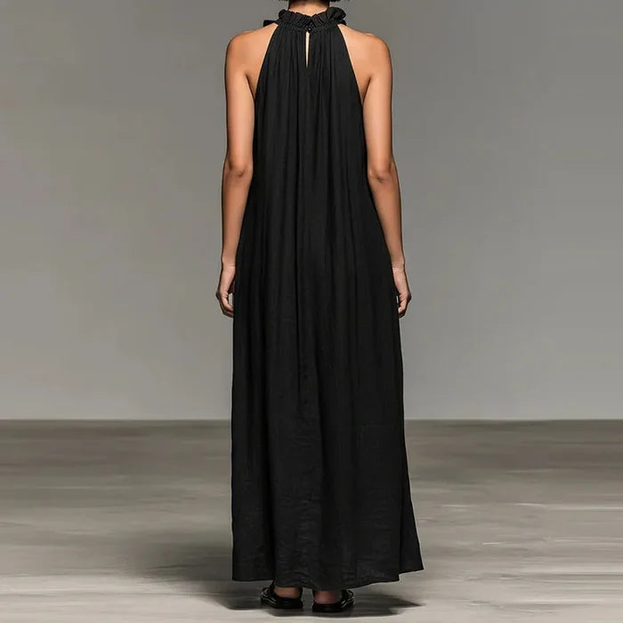 Long Bohemian Halter Dress with Ruffles