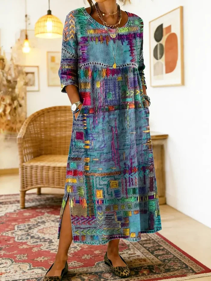 Maelle - Printed Loose Midi Dress Casual Fit