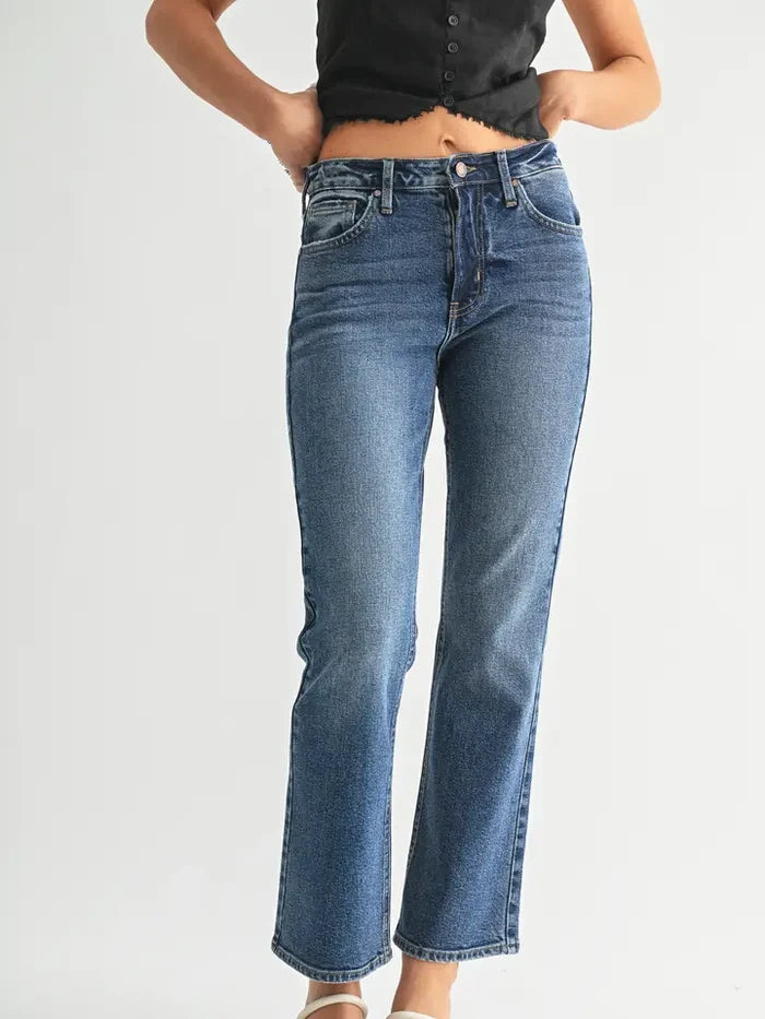 Marley Slim Cropped Bootcut Denim - Dark Denim