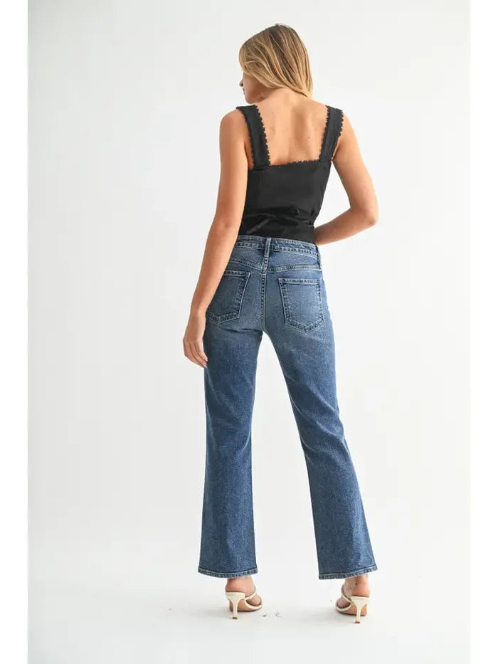 Marley Slim Cropped Bootcut Denim - Dark Denim