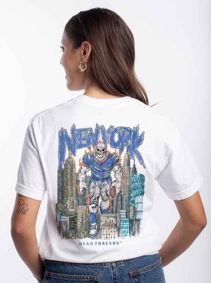 NEW YORK FOOTBALL BLUE - "3 SKULL" PREMIUM SHIRT – T-Shirt – Dead Threads Apparel