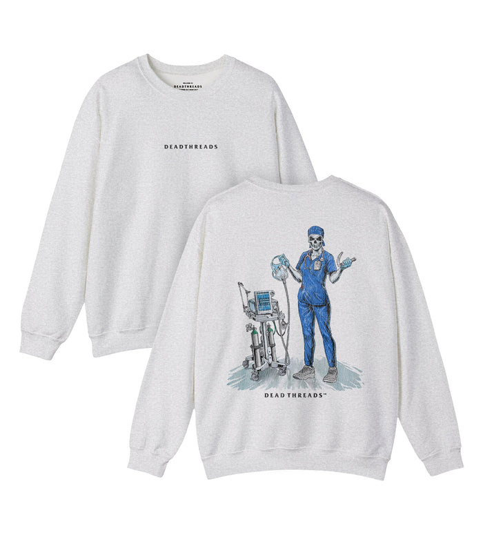 PEEP SHOW (RESPIRATORY THERAPIST, FEMALE) - “DT ESSENTIAL" CREWNECK SWEATSHIRT – Sweatshirt – Dead Threads Apparel