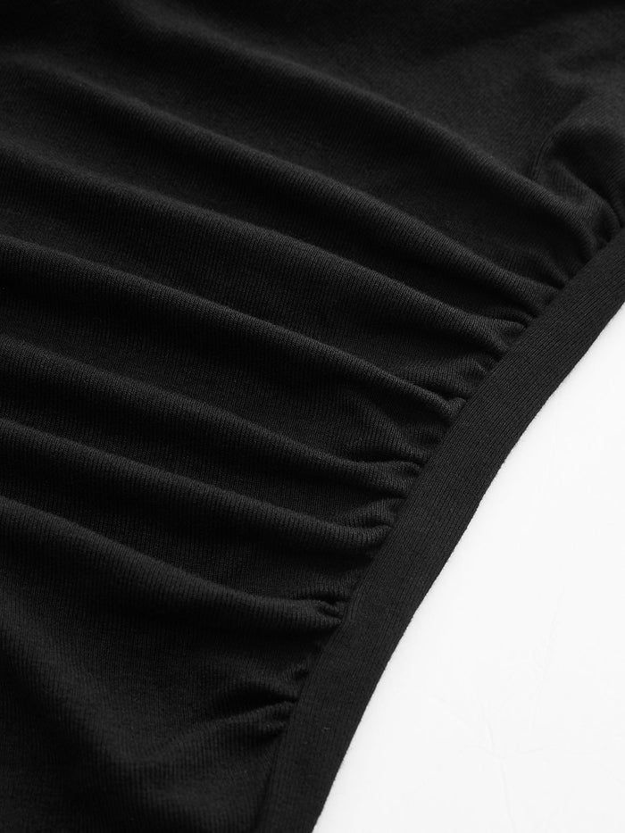 Ribbed Asymmetric Long Sleeve Knit Top