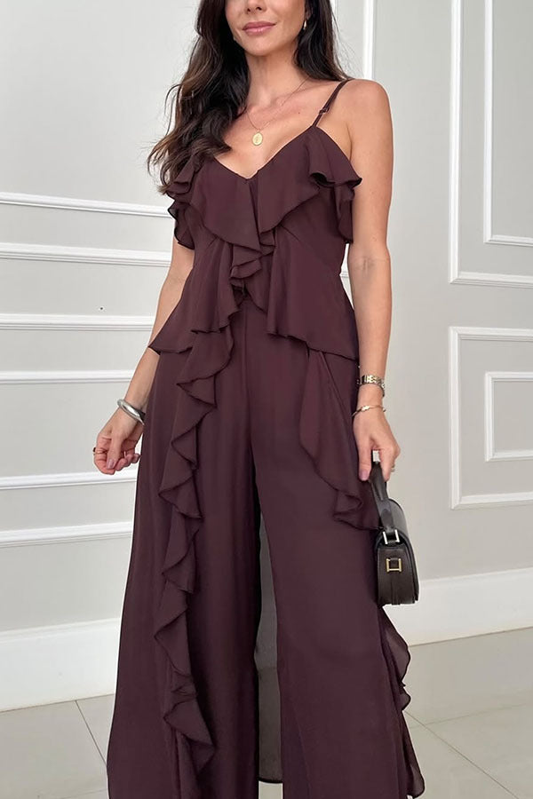 Ruffled Cami & Wide-Leg Pants Set