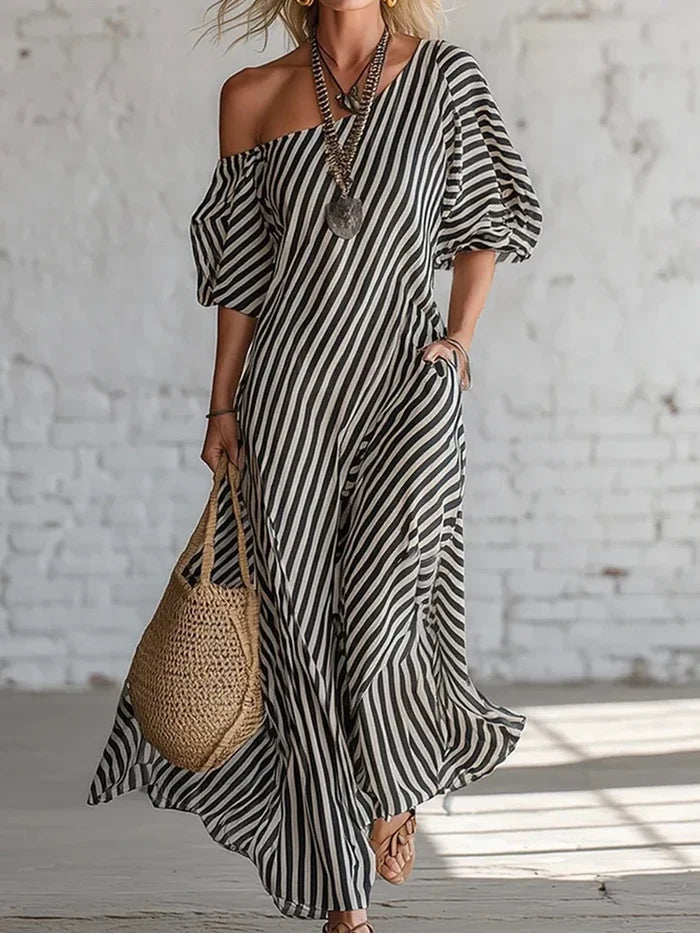Sienna | Striped One-Shoulder Maxi Dress
