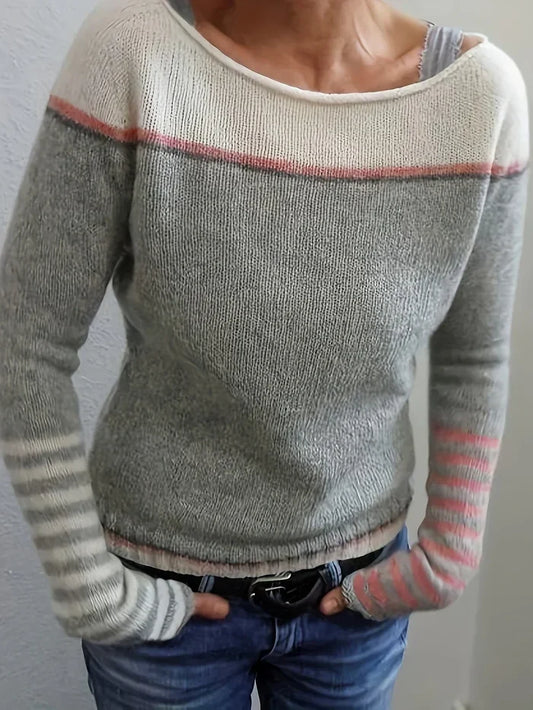 Talithia – Striped Knit Sweater with Long Sleeves