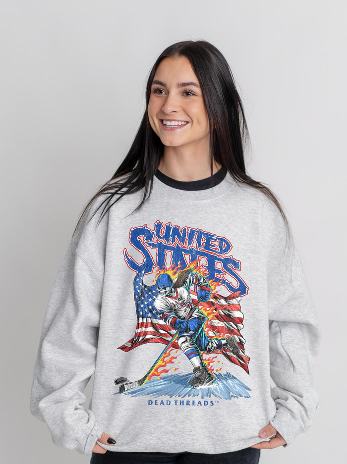 USA HOCKEY v1 (WOMEN) CREWNECK SWEATSHIRT – Sweatshirt – Dead Threads Apparel
