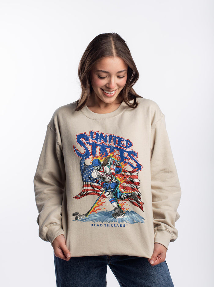 USA HOCKEY v1 (WOMEN) CREWNECK SWEATSHIRT – Sweatshirt – Dead Threads Apparel