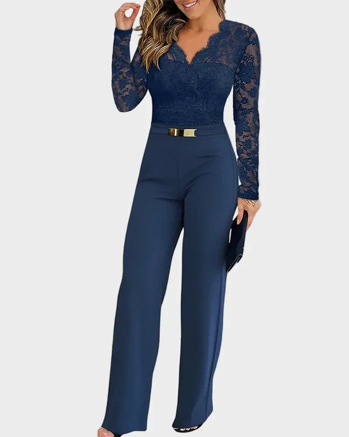 Vionne | Lace Sleeve Jumpsuit
