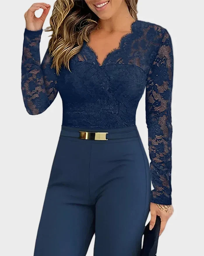 Vionne | Lace Sleeve Jumpsuit