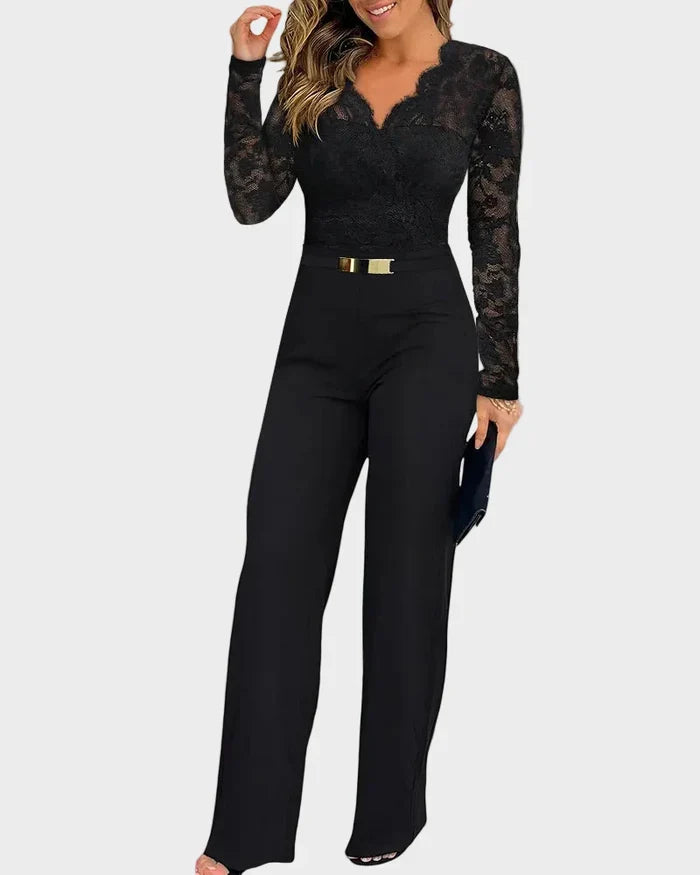 Vionne | Lace Sleeve Jumpsuit