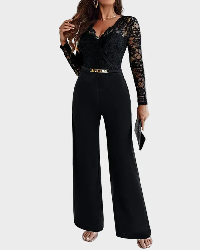 Vionne | Lace Sleeve Jumpsuit
