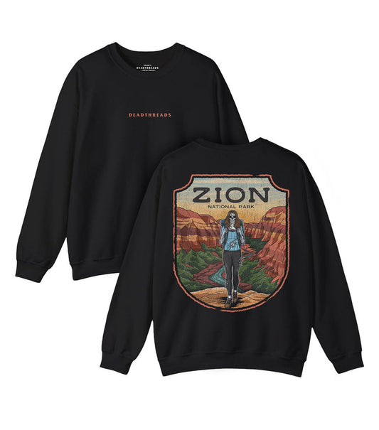 ZION NATIONAL PARK (FEMALE) - “DT ESSENTIAL" CREWNECK SWEATSHIRT – Sweatshirt – Dead Threads Apparel
